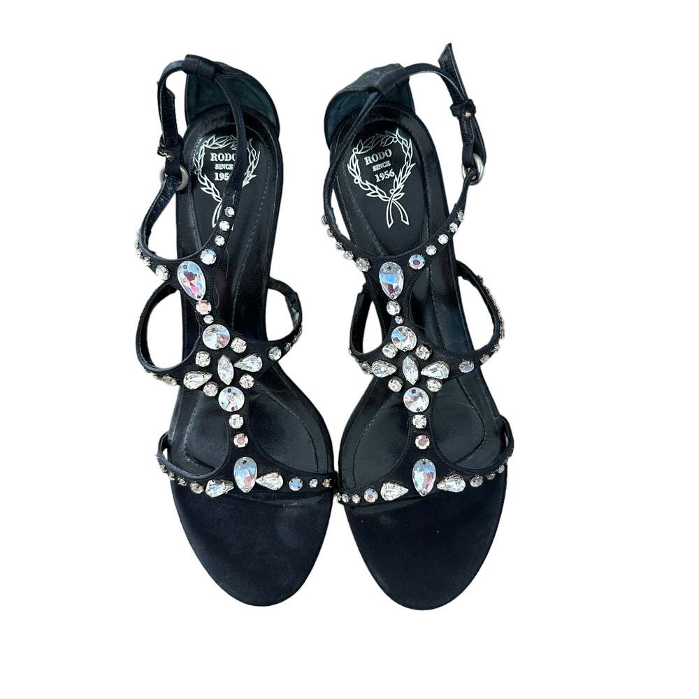 Rodo Rhinestone Stiletto Heels Black